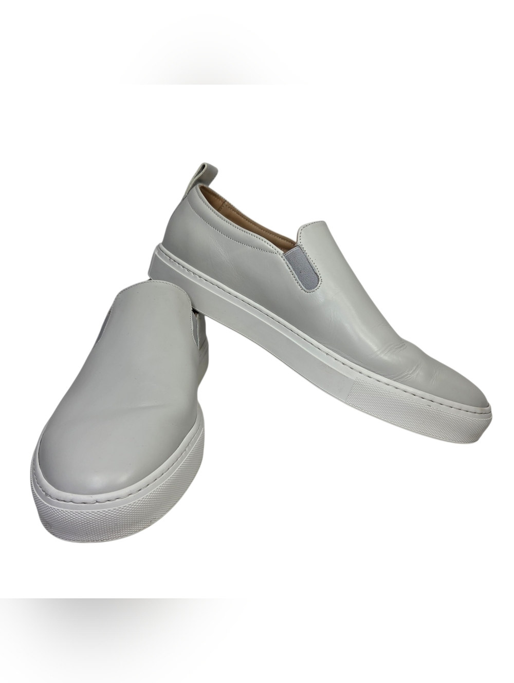 KOIO Men's White Leather Slip-On Casual Shoes Pull Tab Comfort Size 13 M13
